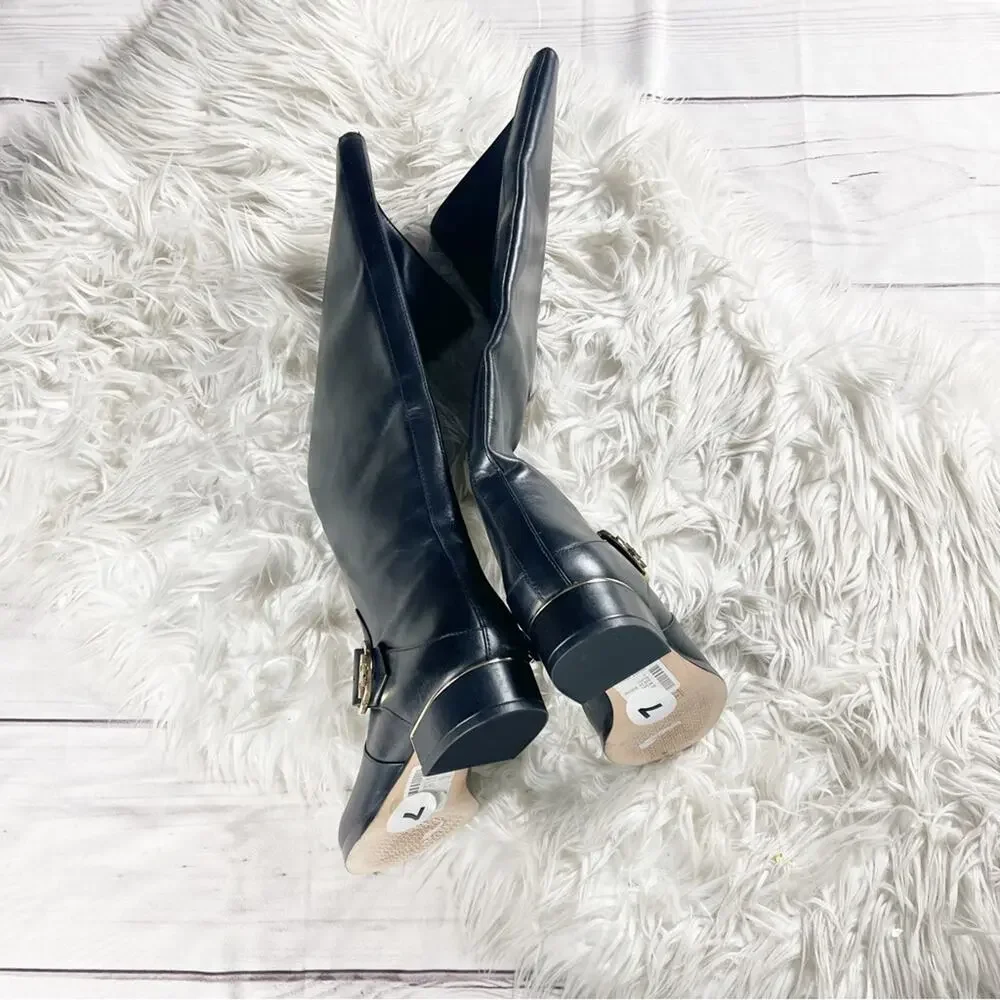 Tory Burch Women's‎ Sofia Tall Riding Boots in Black Leather Size 7